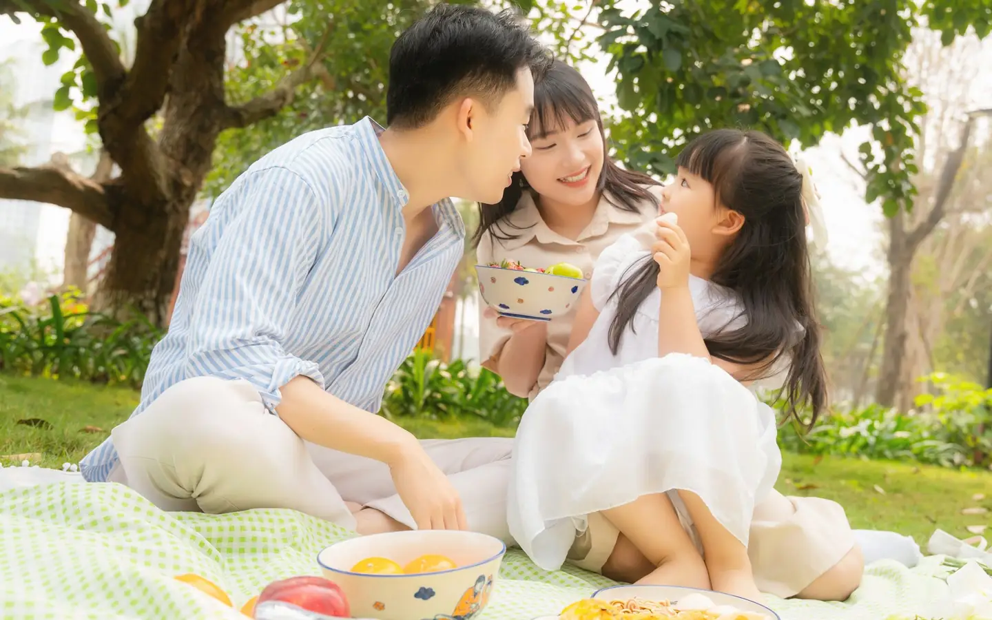 A family enjoying a picnic in the park